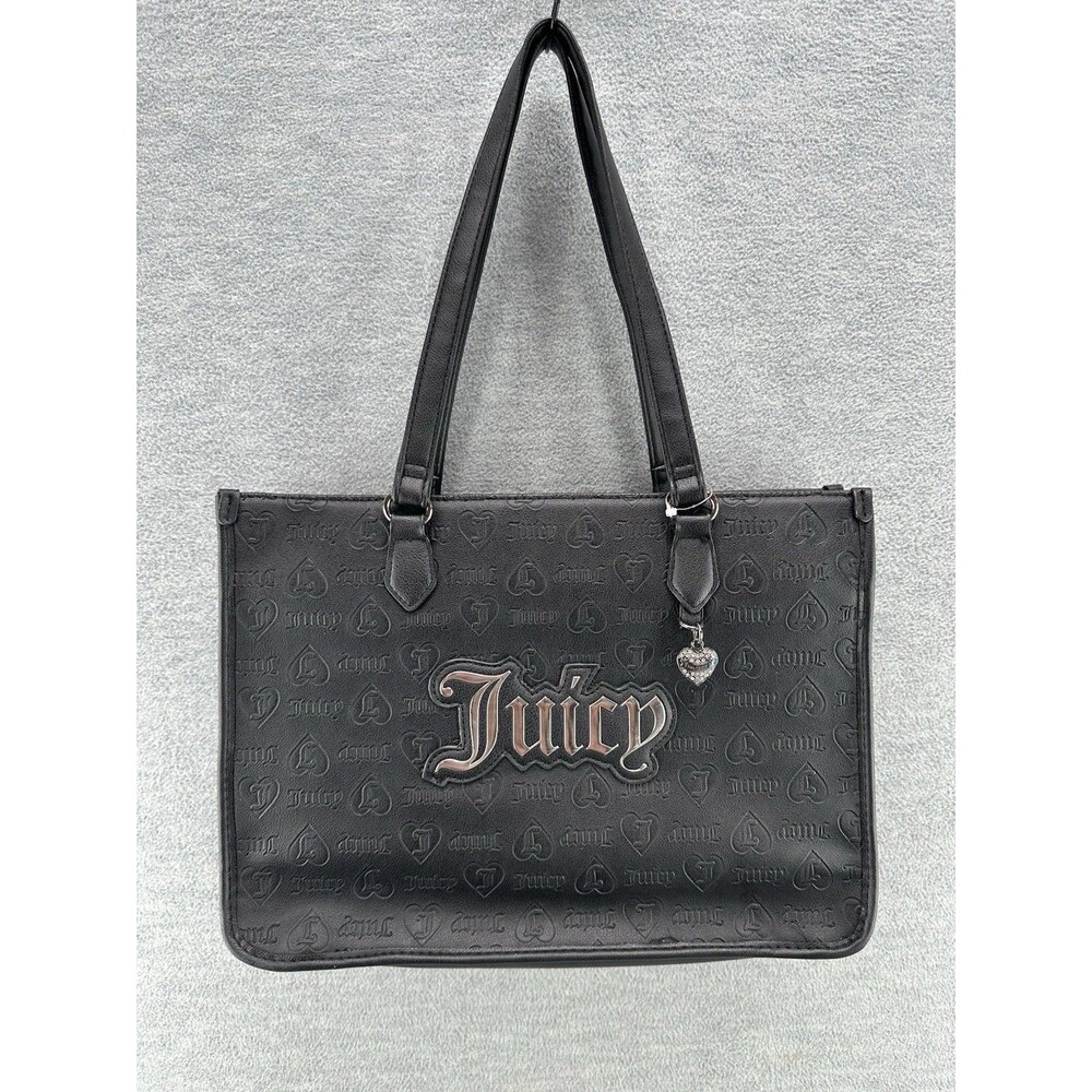 JUICY COUTURE All Over Print Black Shoulder Bag PU